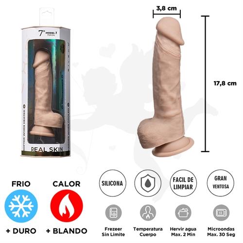 Real Skin Model 1 - Dildo con funcion Termoreactiva de Silicona Líquida de 18 cm